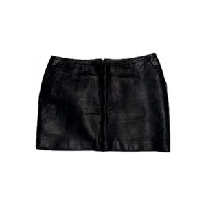 Soaked in Luxury Black Genuine Leather Mini Skirt, size medium